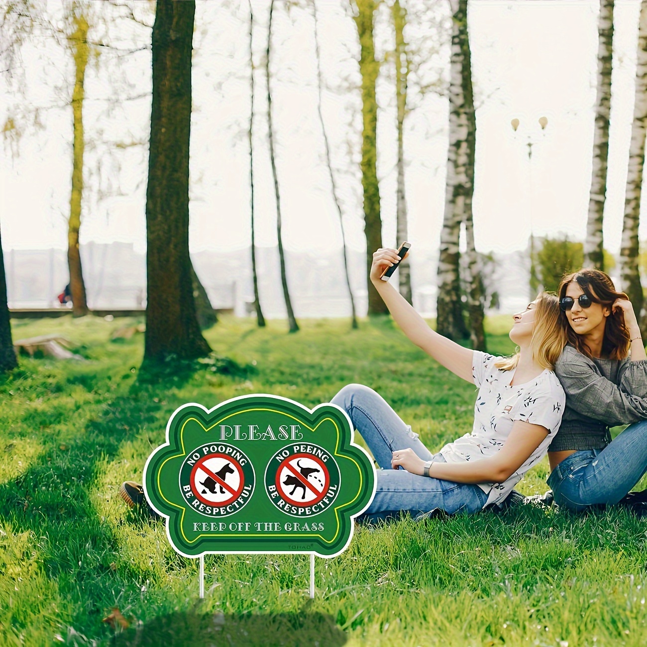 2 Pack No Peeing and No Pooping Dog Sign Please Be Respectful Keep Off The Grass Yard Signs UV Protected & Waterproof, Outdoor