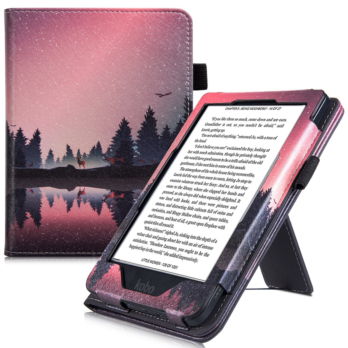 Stand Case for Kobo Clara HD eReader - PU Leather Protective Cover with Hand Strap/Magnetic Closure and Auto Sleep/Wake: Nightfall