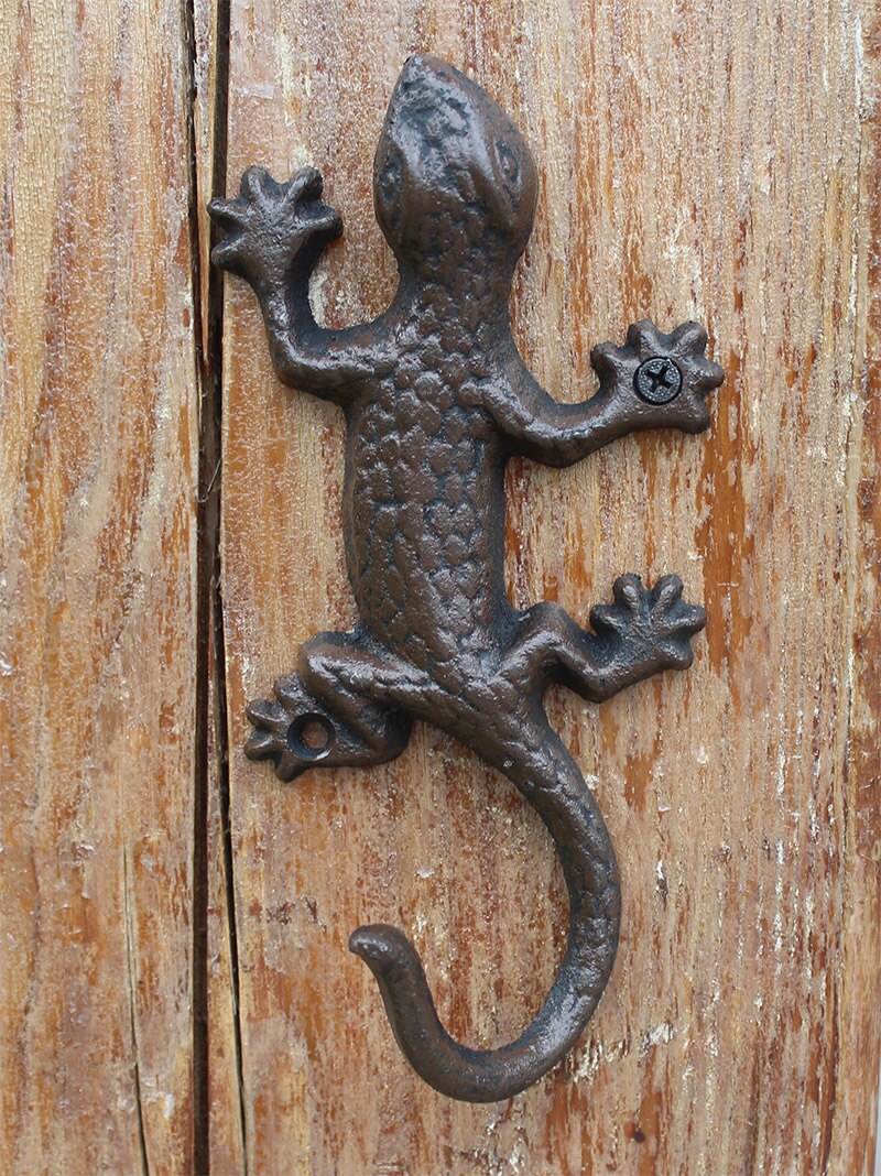 Vintage maalaismainen rauta aksentti gekko seinä lisko kotipuutarha sisustus valurauta seinäkoukku avaimenpidike seinävarsi kylpyhuone