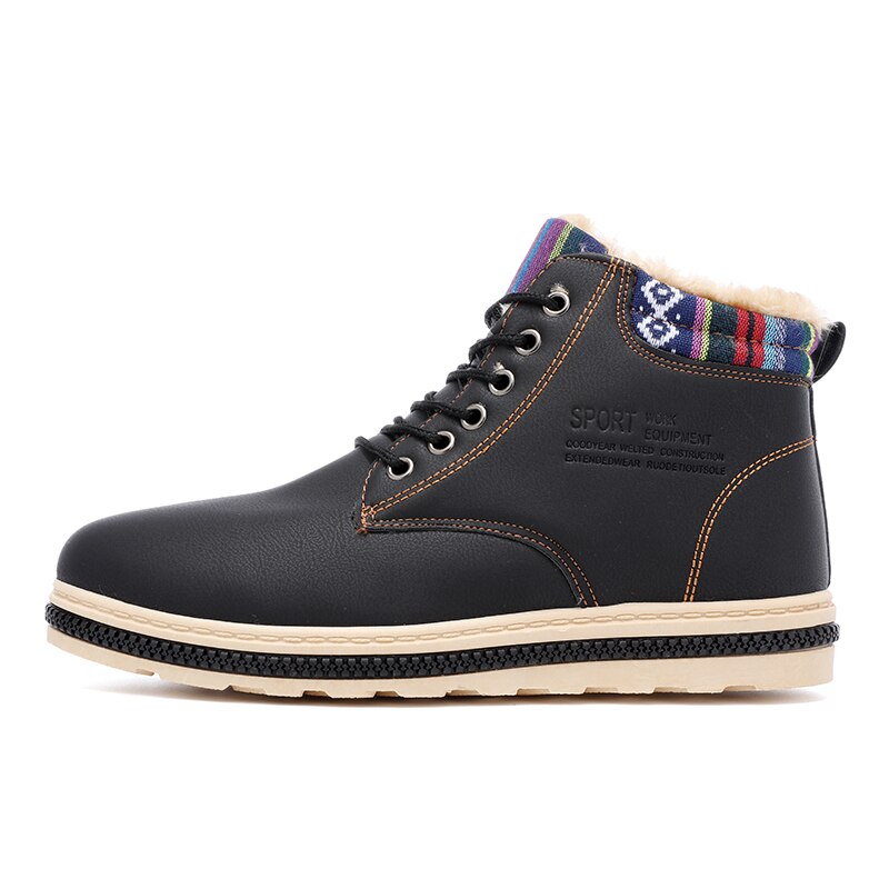 Newest Winter Men Snow Boots Ankle Warm Working Boots Men Casual Shoes Vintage Style Lace Up Men Boots Waterproof