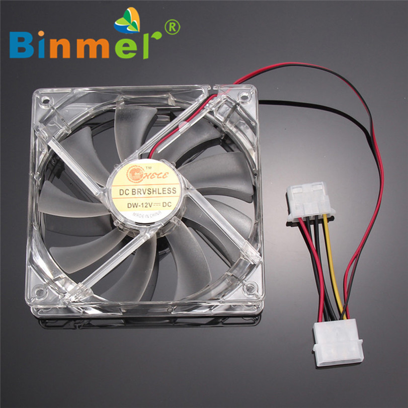 BINMER 120 x 120 x 25mm 4 Pin Computer Fan Colorful Quad 4-LED Light Neon Clear 120mm PC Computer Case Cooling Fan Mod C0608