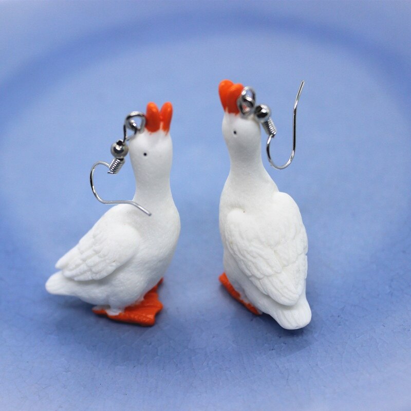 Sjove and øreringe søde hvide gås smykker ornamenter #39 personlighed