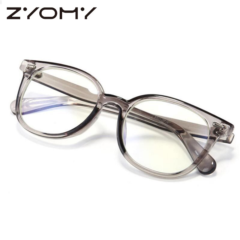 Retro anti-blauwe straling optische brilmontuur vintage ronde montuur heren dames bril leesbril computerbril: Helder grijs