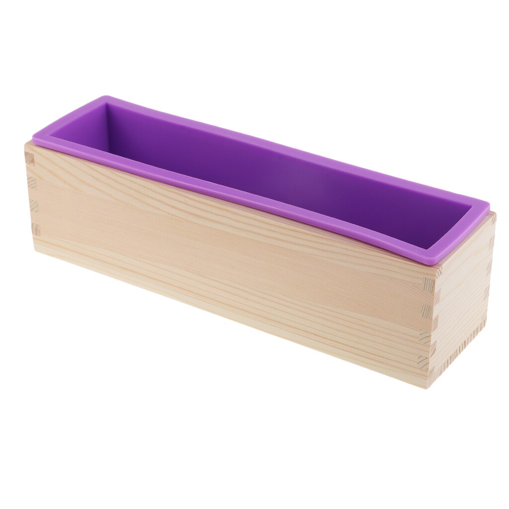 Rectangle Flexible Silicone Soap Loaf Mold with Wood Box DIY Chocolate Cake Bread Mould for Soap Making Craft Tools 900ml