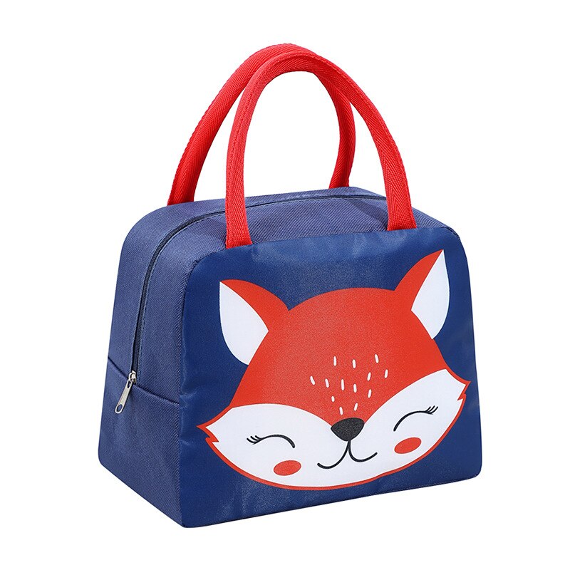 Portable Insulated Thermal Lunch Box Picnic Supplies Bags Cartoon Lunch Bag Box Lunch Bags for Women Girl Kids Children: Blue Fox