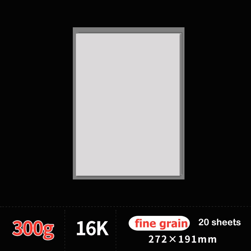 100% Cotton Watercolor Paper 300g/m2 20Sheet Water-soluble Painting Fine/Medium/Coarse Grain Postcard Drawing Paper: 16k fine grain