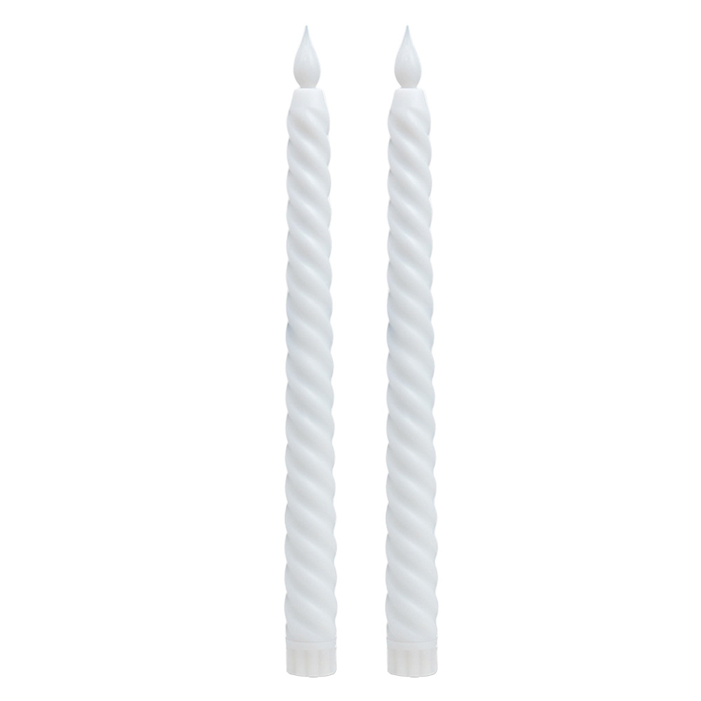 Velas cónicas LED sin llama, luces decorativas para ventana, velas navideñas, lámpara, velas largas eléctricas, candelabros sin llama con mecha 3D: Color blanco cálido / Verde claro