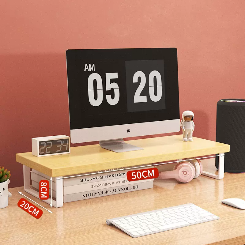 30/40/50cm Monitor Raised Shelf Office Laptop Bracket Desktop Computer Stand Desktop Rack Home Storage Holders Organizer: Brown