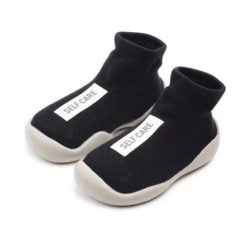 Autumn and Winter Floor Socks Children's Non-slip Baby Floor Shoes Footwear Indoor TPE Soft Rubber Thick-soled Toddler: Black / Feet 12.5CM