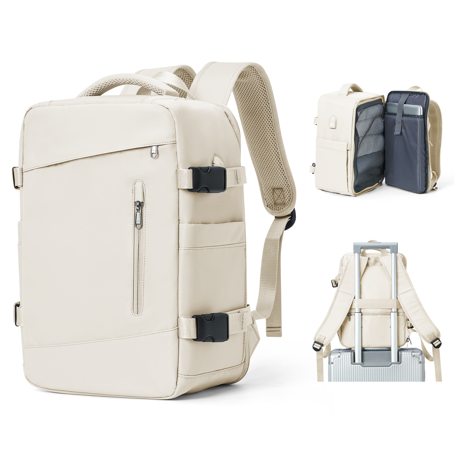 Women's Backpack Travel Suitcase Cabin Bag Aircraft Ryanair 40x20x25 Airplane Travel Bag Men Laotop Backpack Wizzair Carry On: Beige