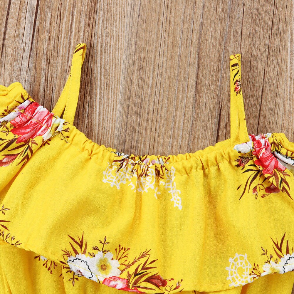 Toddler Baby Kids Girl Royal Floral Strap Tops Shorts Summer Outfits Set Clothes