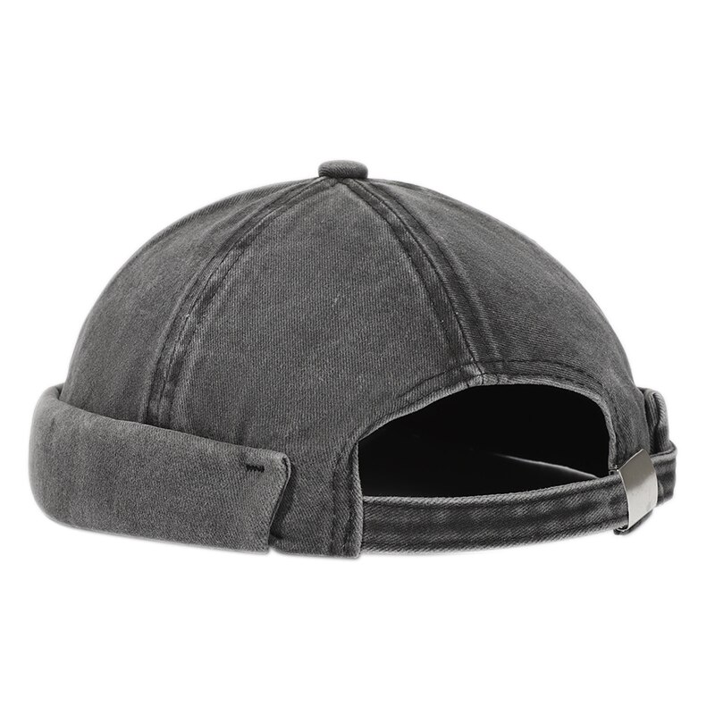 2022 Lente Zomer Mannen Sailor Hoed Beanie Solid Kleur Pier Hoed Mannen Mode Meloen Lederen Hoed Straat Hip hop Hoed Wrap Hoofd Hoed: DARK GRAY