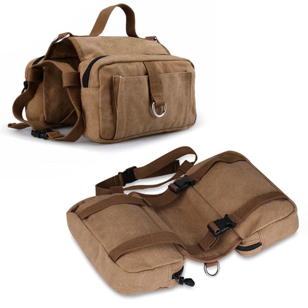 Dog Pack Hound Travel Camping Hiking Backpack Saddle Bag Rucksack for Medium and Large Dog (Khaki)
