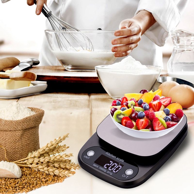 Kitchen Scales Food Baking Weight Digital LCD Electronic Weighing Scale 10kg(gray)