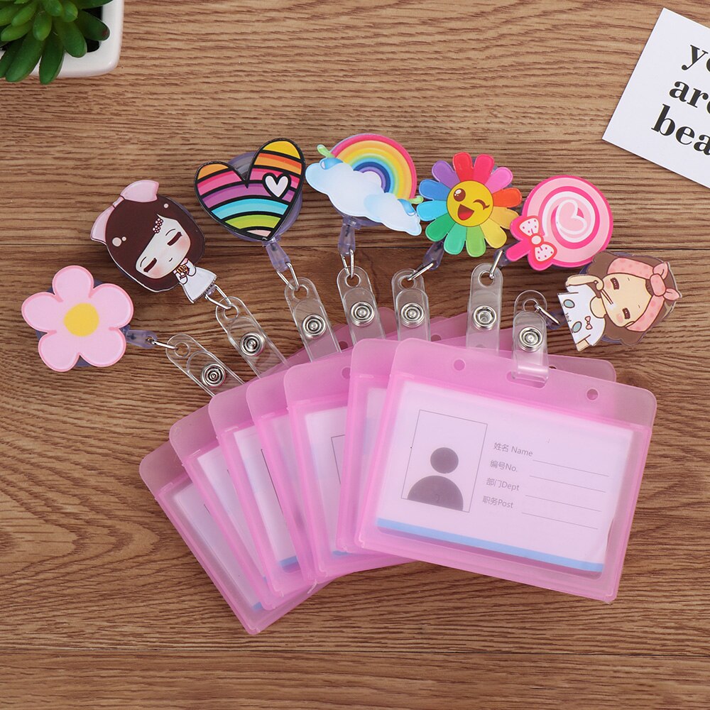 1pc tegneserie-id-emblem holder udtrækkelig rulle unisex business arbejdskort etui elev navneskilte sygeplejerske læge kontorartikler