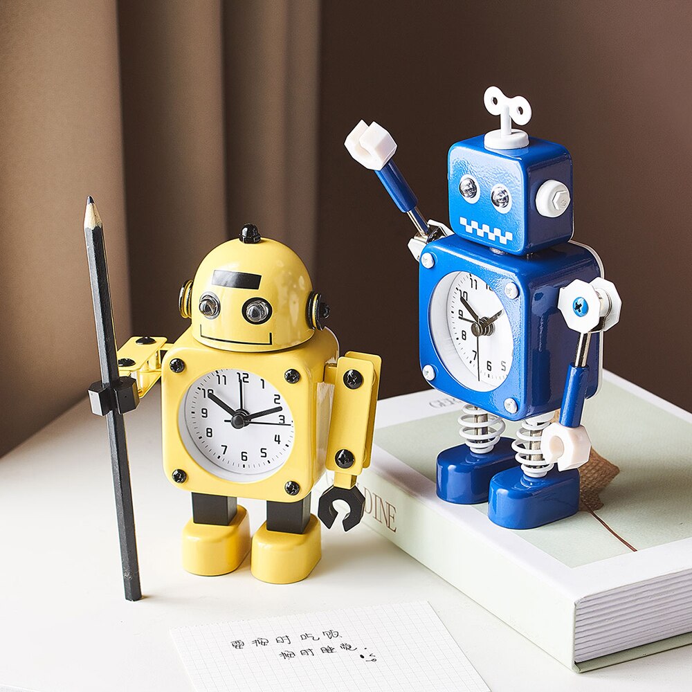 Home Decoration Robot Alarm Clock Multi-color Robot Model Study Bedroom Countertop Decor Children Birthday Bedside Clock