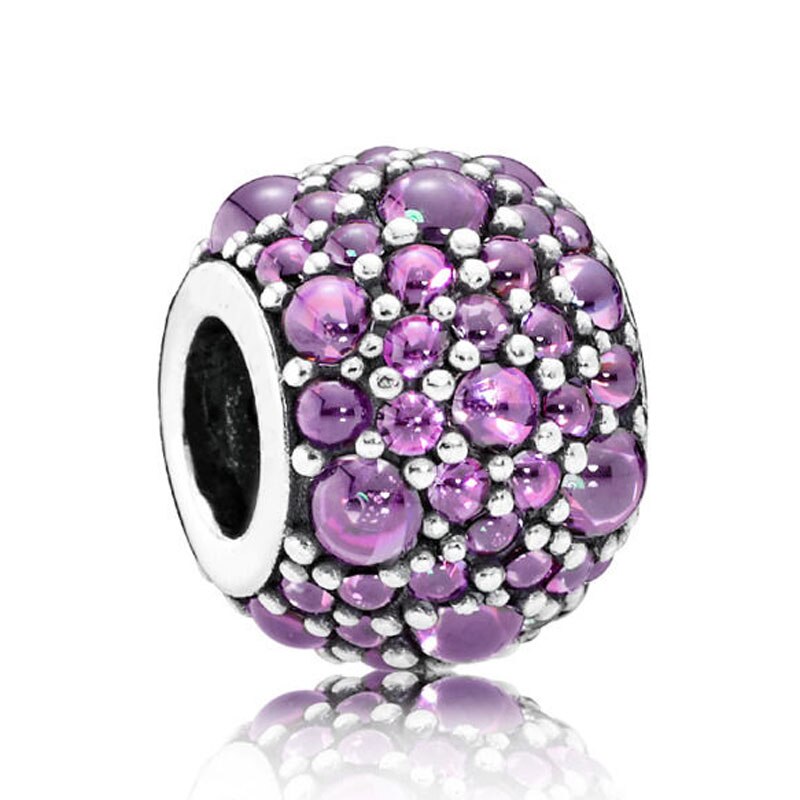 Mosaic Ball Blue & Clear Enchanted Chiselled Elegance Droplet Charm 925 Sterling Silver Beads Fit Bracelet DIY Jewelry: P-D-106-Purple