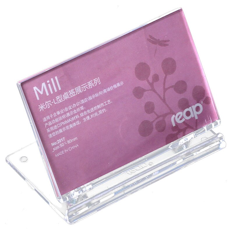 5- -paks reap mill ps l-form bordskiltholder kortdisplaystativ prislapp serviceetikett kontorklubb bedrift restaurant: 5817 50 x 80mm