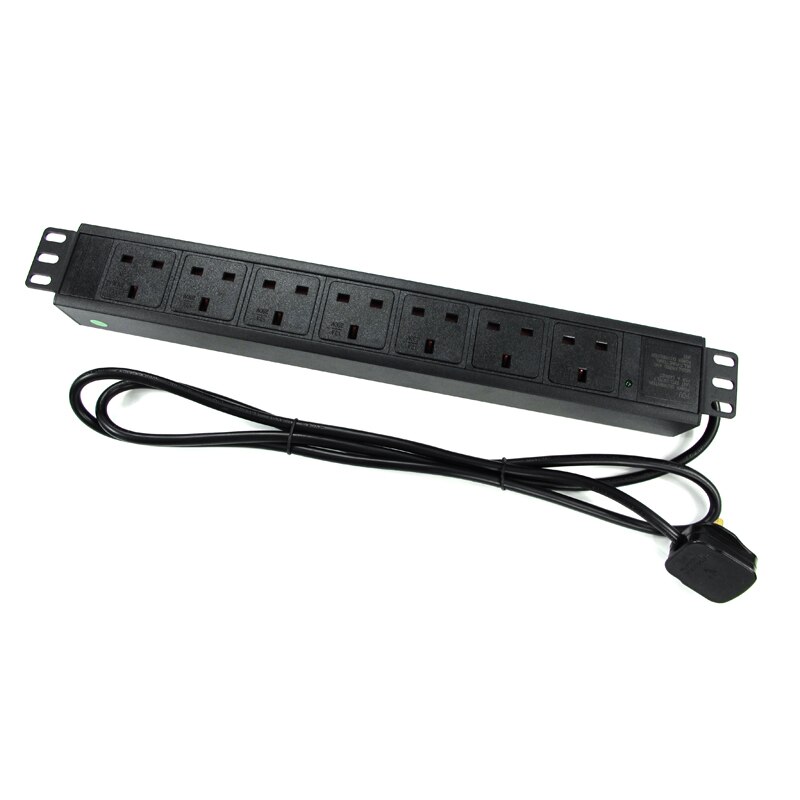 Export rack PDU Special socket all bronze 13A 7 units 19inch 1.5U aluminum enclosure power UK British standard power strip