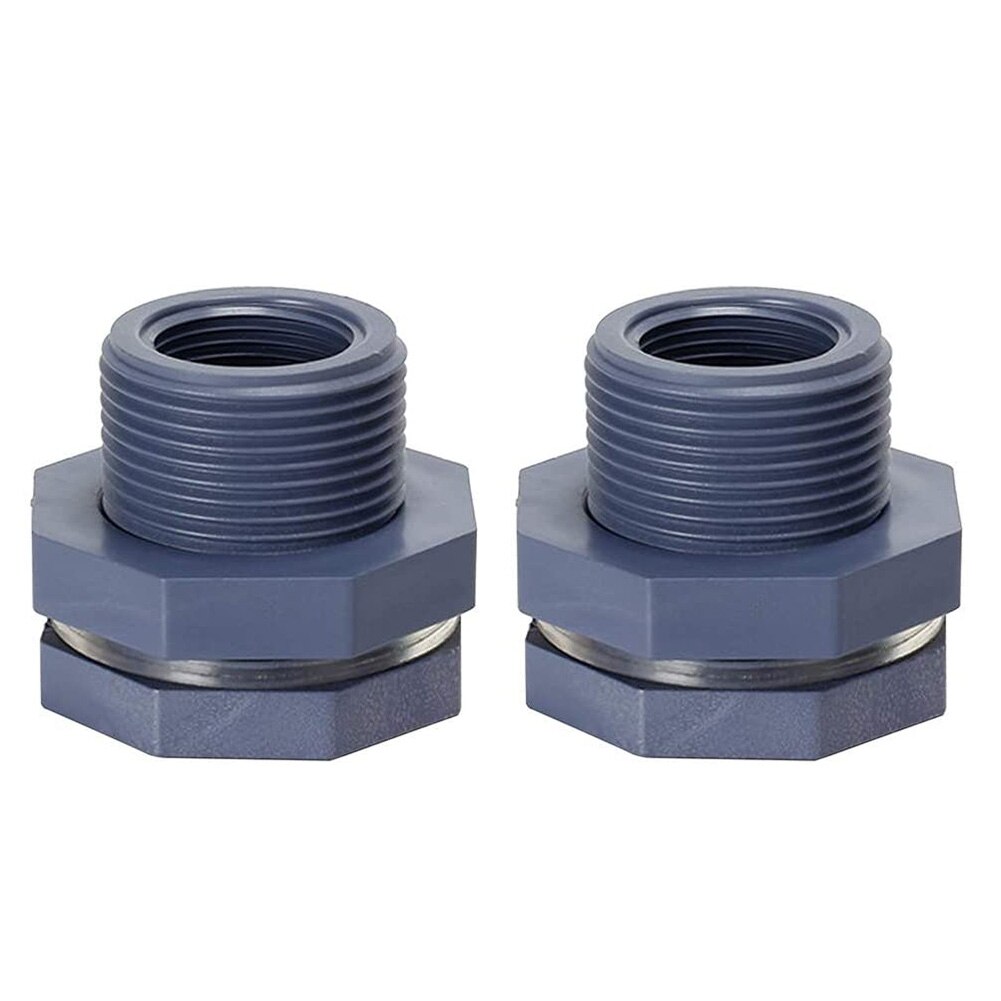 2Pcs PVC 3/4 Inch Thread Water Tank Bulkhead Fitting Adapter with Seal Gasket bulkhead fitting adapter water towers,water tank