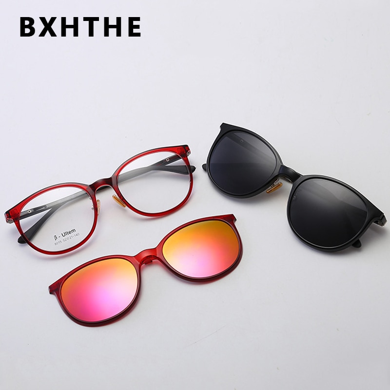 Gafas de sol polarizadas 2 en 1 para hombre y mujer, montura de gafas graduadas, con Clip magnético, para miopía,