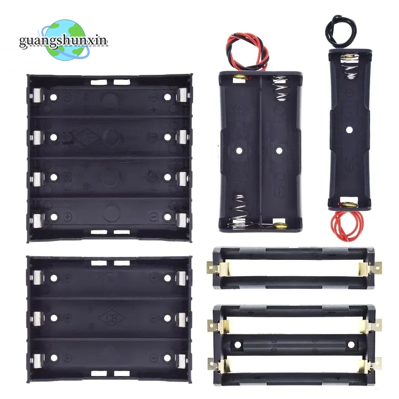 Caja de soporte de batería AA/18650 de tamaño estándar de plástico negro con cable de plomo 3,7 V/1,5 V Clip