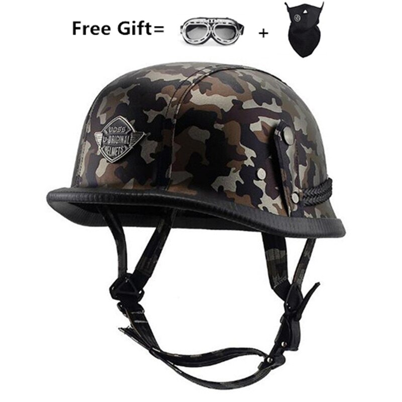 Motorrad Helm Einzigartige 4 Arten M/L/XL Deutsch Stil Halbe Gesicht Helm Deutsch Leder Vintage Motorrad Helm