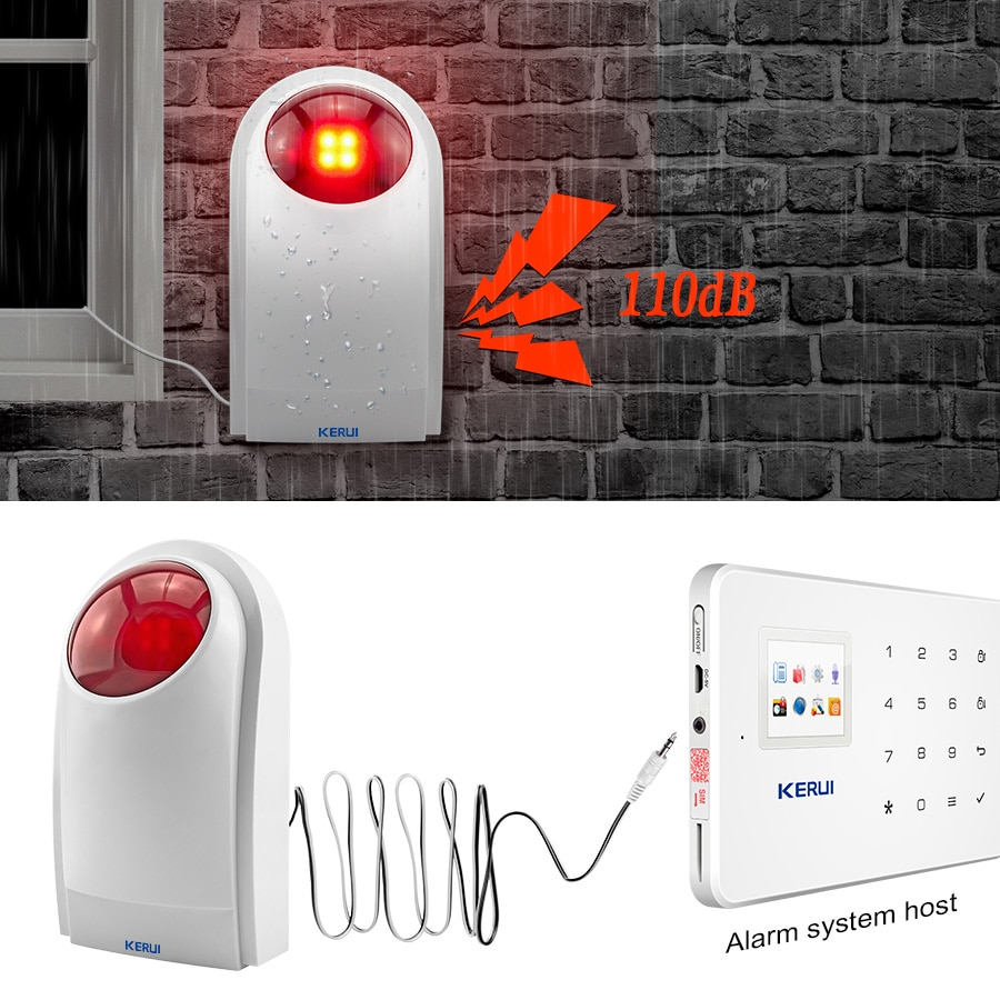 KERUI Wired Siren Outdoor Strobe Flash Siren Smart Home Alarm For Wireless Alarm System Security