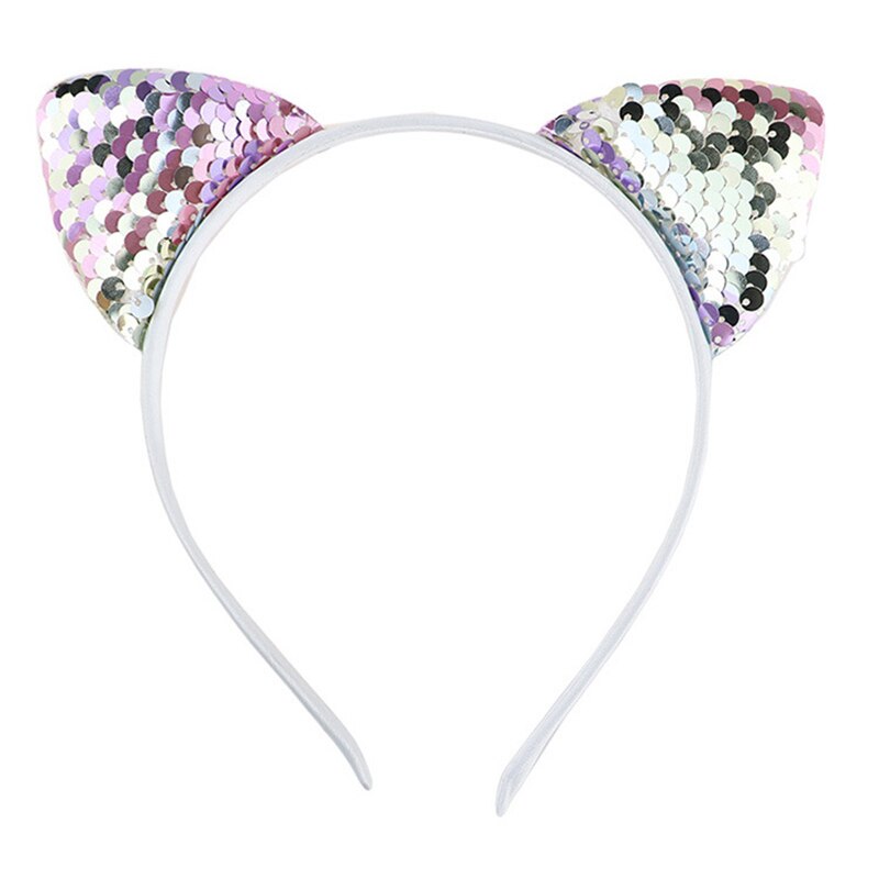Paillettes réversibles oreilles de chat bandeau brillant chat oreille cheveux cerceaux mignon Bling bandeau cheveux accessoires pour femmes filles quotidien andParty: 02