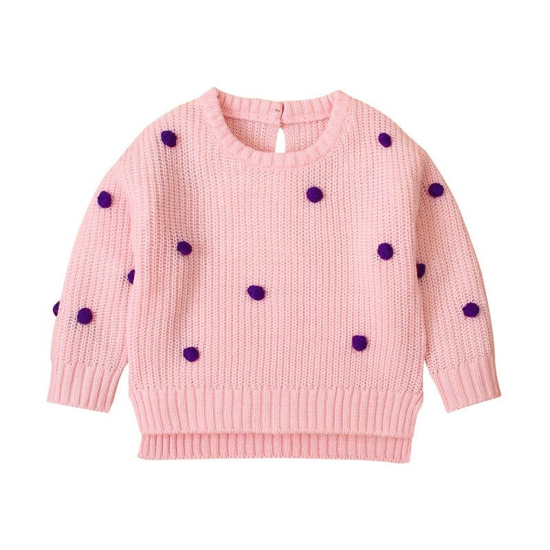 Winter Warm Kids Casual Trui Baby Meisje Pluche Bal Gebreide Bovenkleding Kleding: Pink / S