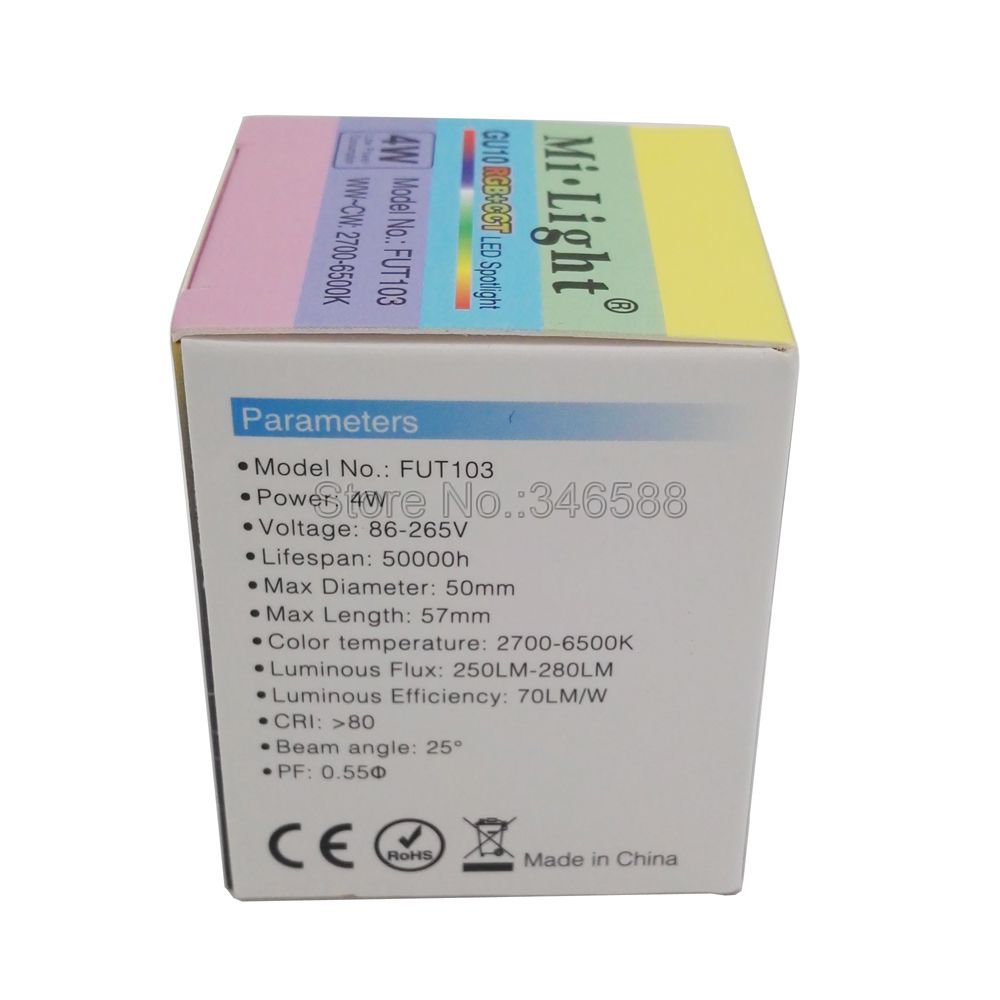 MiLight 4W RGB + CCT Smart WiFi Led Lamp GU10 AC85-265V 2.4G 4-Zone Afstandsbediening/ smartphone APP/Alexa Google Voice Control