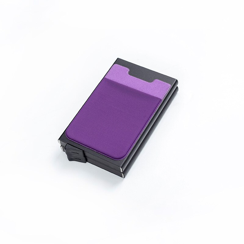 DIENQI Rfid Credit Card Holder Men Aluminium Metal Steel Minimalist Wallet Bank Cardholder Case Luxury Purse nederlands: Black purple