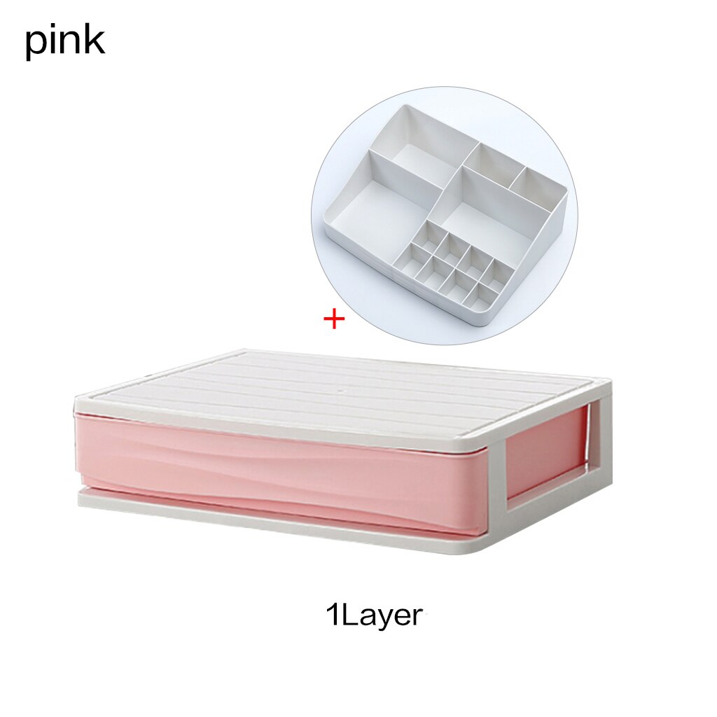 Plast kosmetik skuffe makeup organizer makeup opbevaringsboks container søm kiste holder desktop diverse etui badeværelse desktop: -en