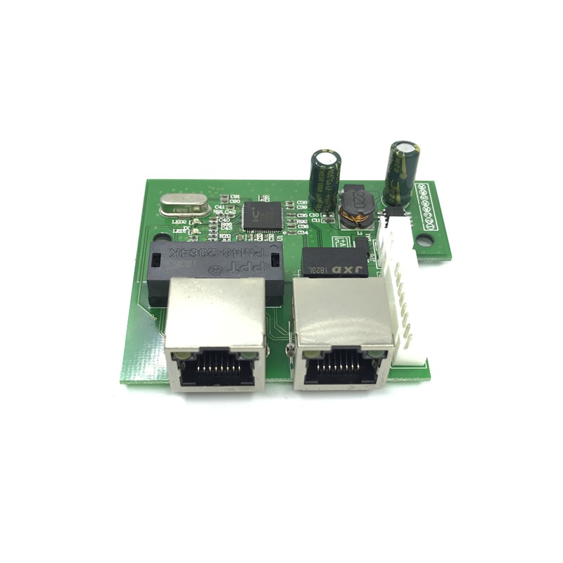 OEM fabbrica diretta mini veloce 10/100 mbps 2 porta di rete ethernet lan hub interruttore bordo due strati di pcb 2 rj45 1 * porta testa 8pin