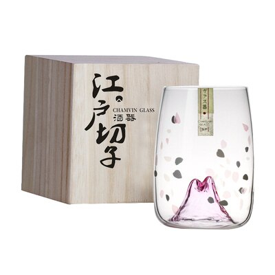 Japansk stil efterår bjergkop dame kvinde pige elskede kirsebærblomster whiskyglas brandy whisky vinglas: Lyserød