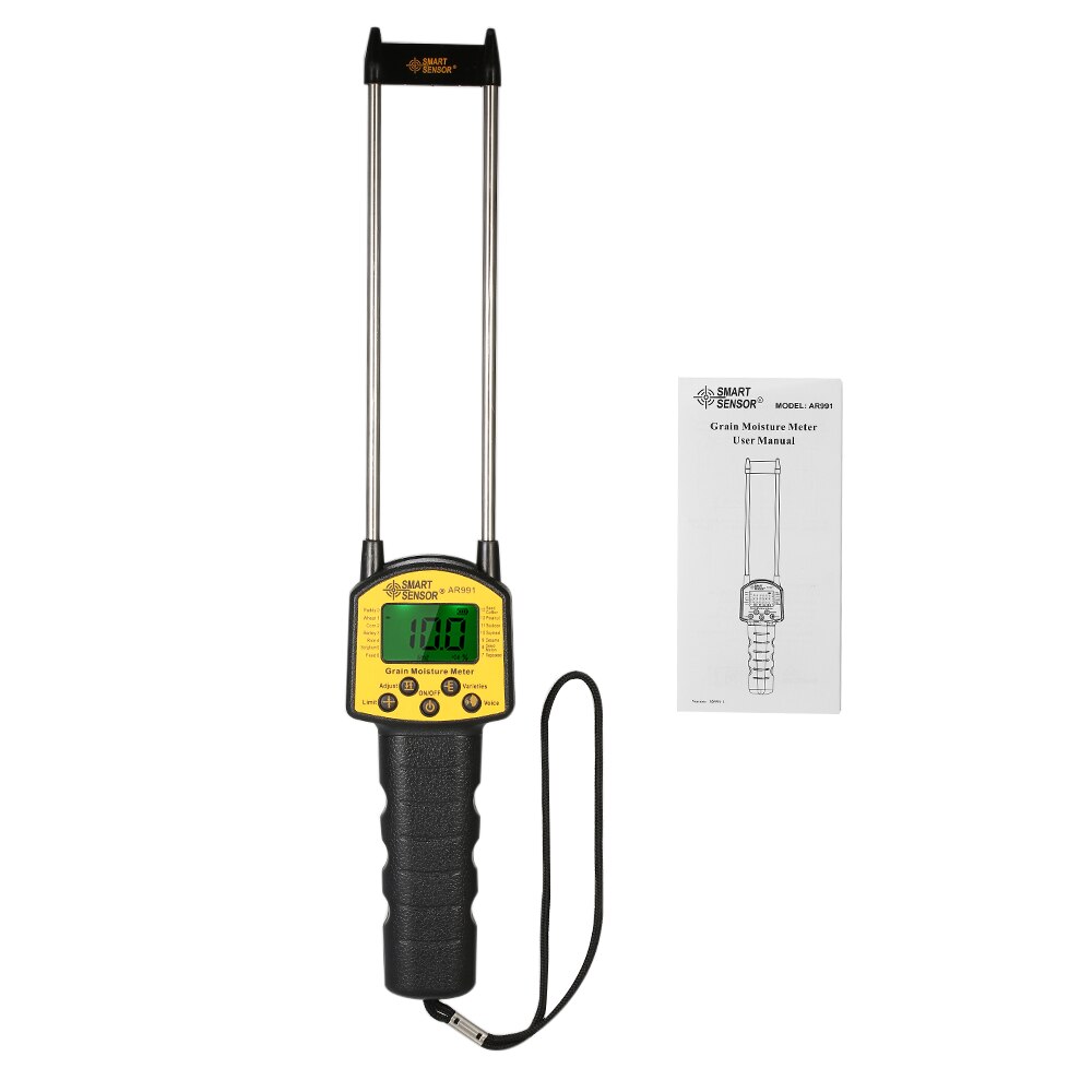 Handheld Moisture Meter LCD Digital Grain Moisture Meter Hygrometer with Measuring Probe for Corn Wheat Rice Bean