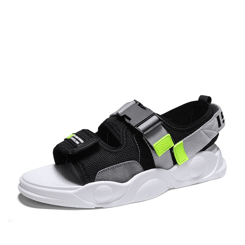 Plast sandalen sneaker sandaler skinn flat pustende geta hule sandalia i kork utendørs sko menn fjell herre masculina: Svart / 44