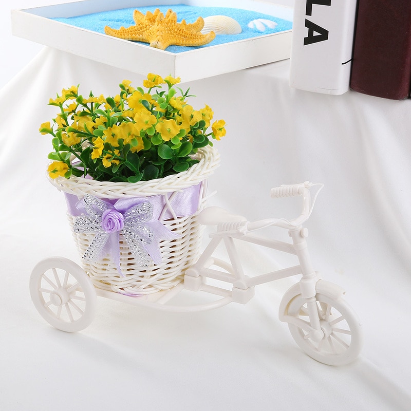Moderne rattan trehjulet cykel kurv have bryllupsfest kontor bord vase opbevaring boligindretning soveværelse vase blomsterdekorationsværktøj