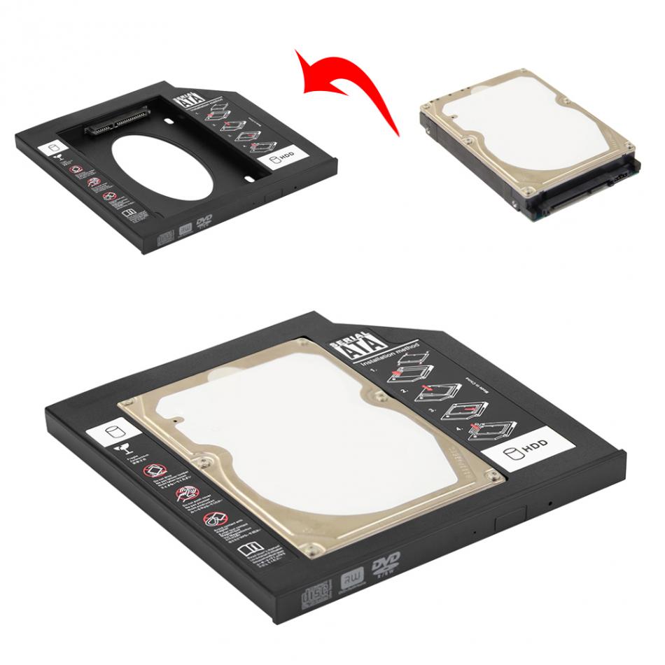 Vbestlife 2.5 " sata hdd ssd kabinet harddisk bay caddy optisk dvd adapter til bærbar 9.5mm or 12.7mm dobbelt
