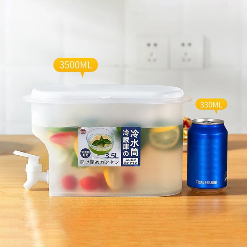3500ml Water Jug With Faucet Lemon Juice Jug Kitchen Drinkware Kettle Pot Cold Water Bottle Container Heat Resistant Pitcher