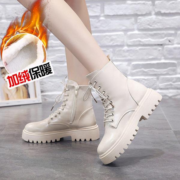 Sko rund tå kvinne flate støvletter midten-legge støvletter kvinner vinter fottøy støvler-dame lav kort gummi lolita damer høst: 3 / 36