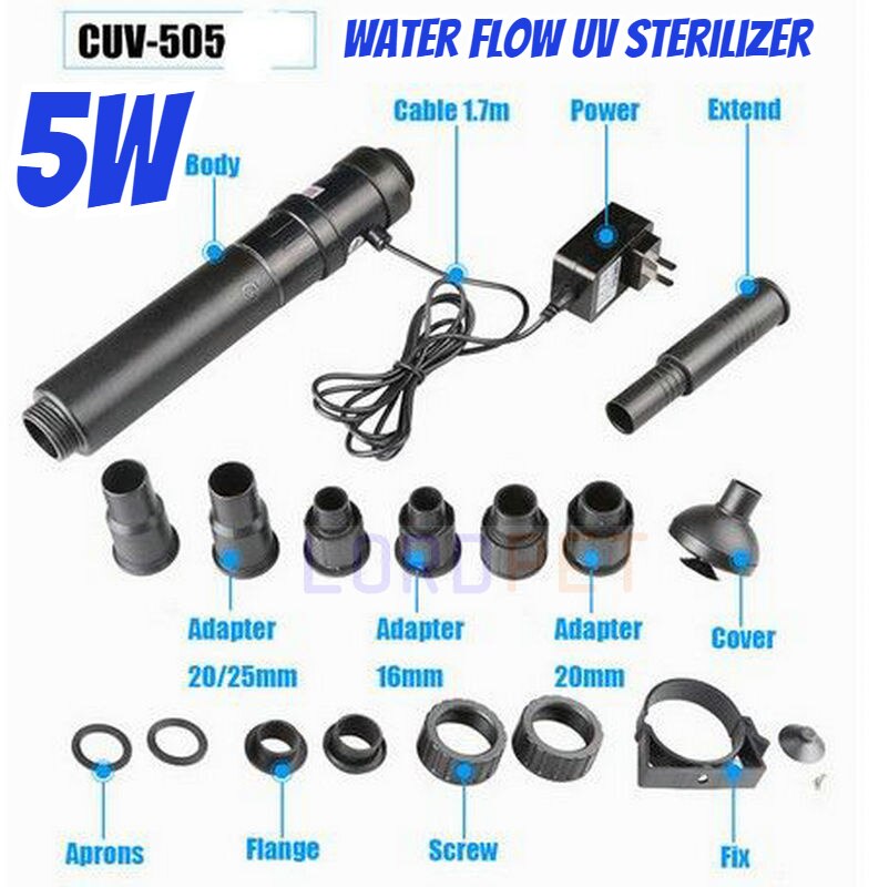 SUNSUN UV Sterilizer Fish Tank Aquarium Purify Water Remove Algae UVC Light UV Lmap Water Purification Deodorant: CUV 505
