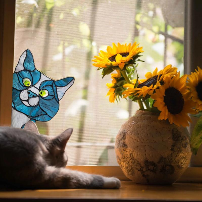 Funny Cat Dog Stickers Household Wall Windows Car Glass Decoration Stickers Christmas Festival Home Decoration Stickers