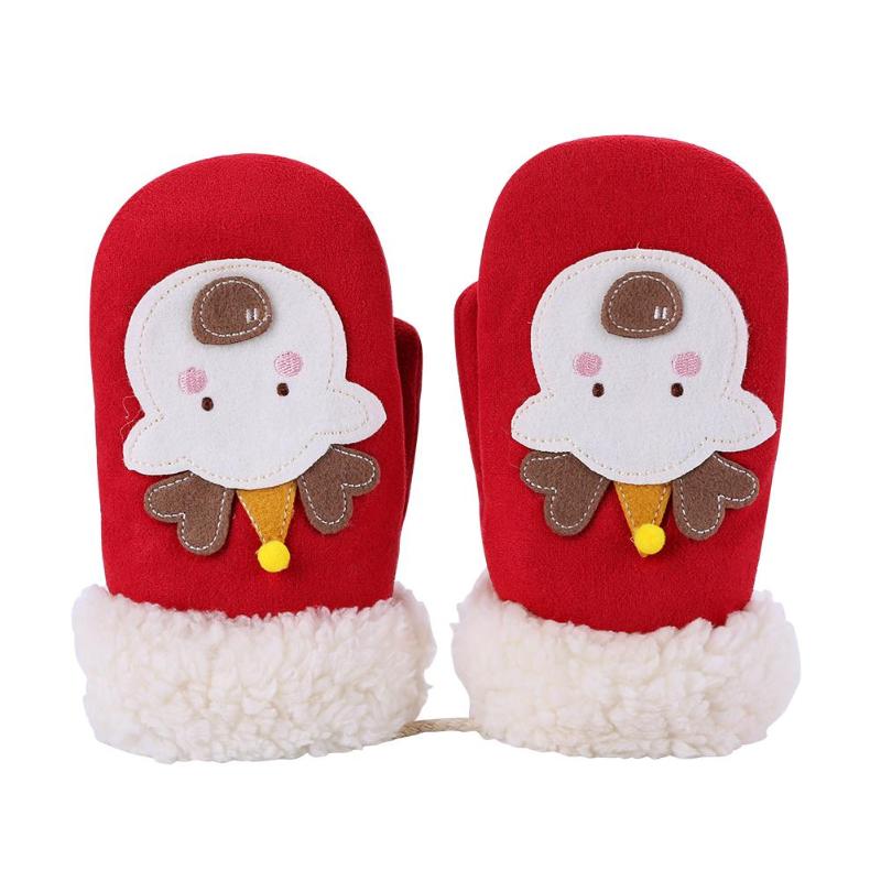 1 paio di Ragazzi di Inverno Guanti Caldi Dei Bambini Di Natale Del Fumetto Guanti Da Sci Addensare Mano Muff Mani di Protezione Del Bambino Guanti e Guanti: Red