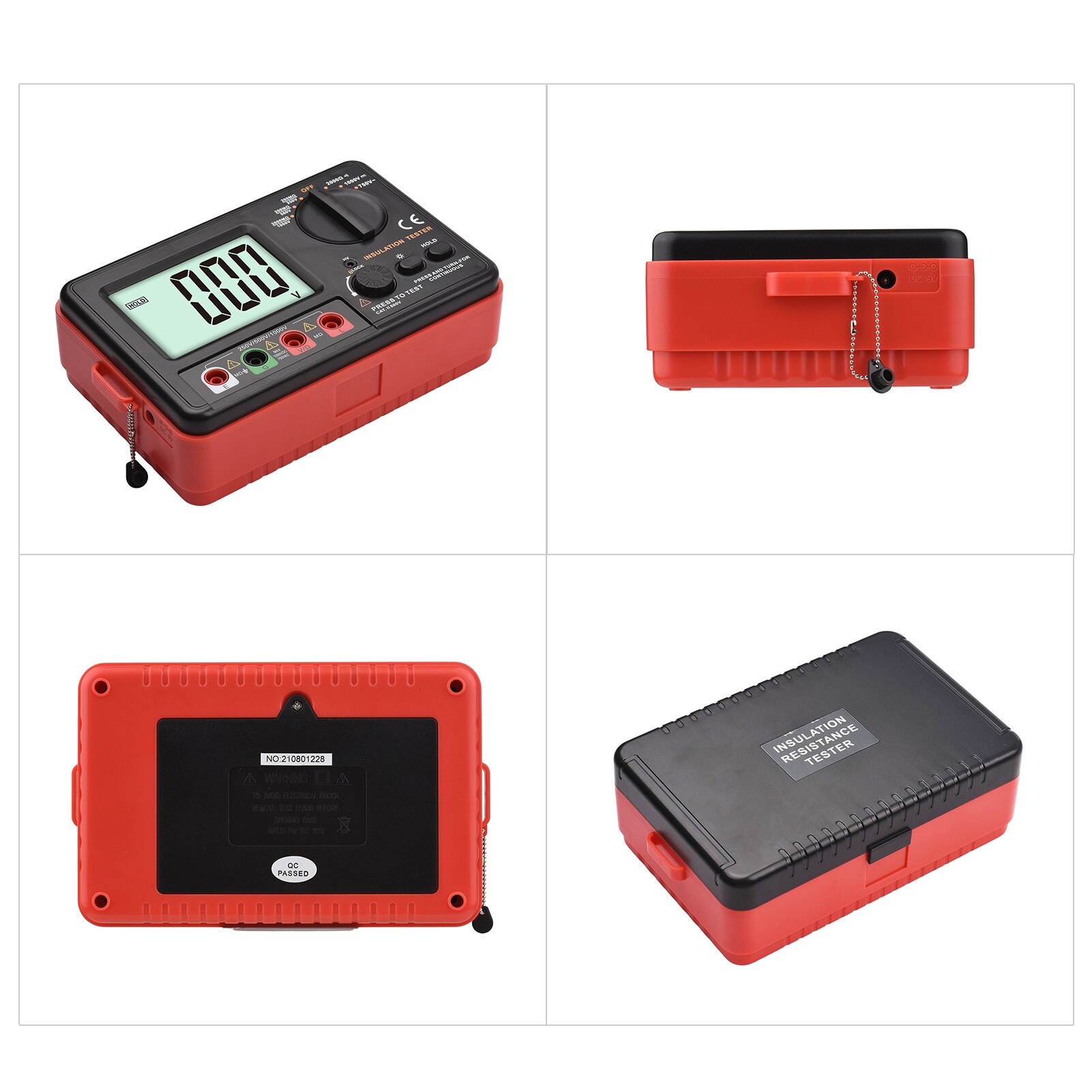 Digital Insulation Resistance Tester DC 250V/500V/1000V AC 750V Multifunction Insulation Resistance Meter Kit with LCD Backlight