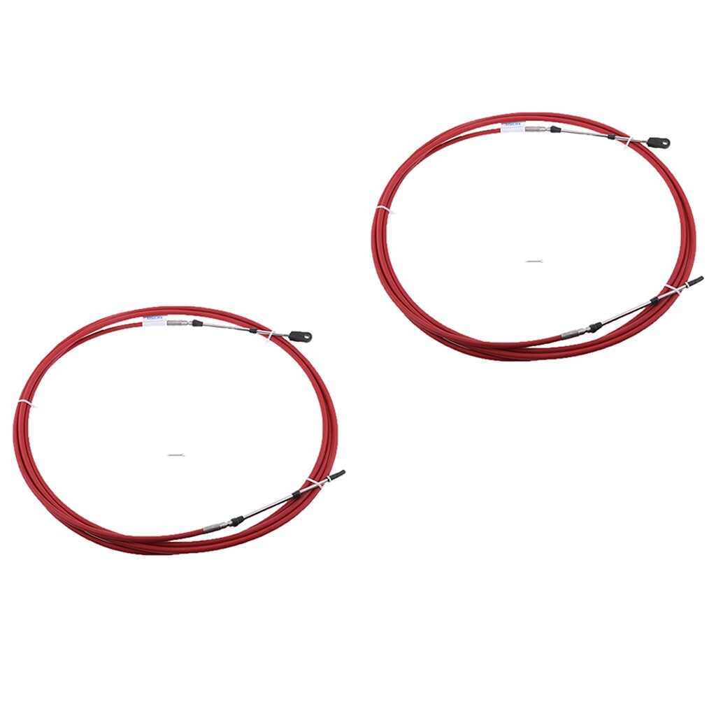2Pcs 12Ft Red Marine Boat Engine Throttle Control Cable for Yamaha Motor