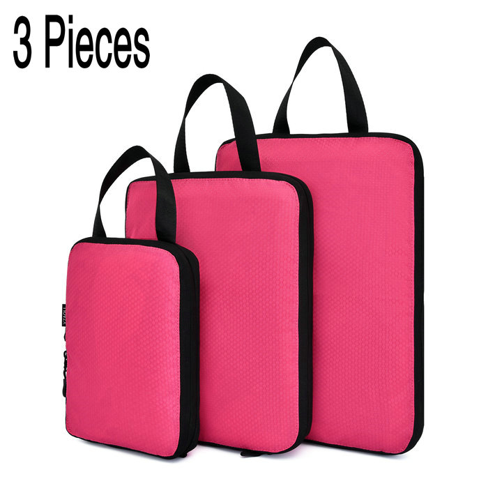 Soperwillton Compression Packing Cubes Set For Travel 3 Sizes 3 6 Pieces Travel Luggage Packing Organizers Accessories #9004: 3pcs Rose