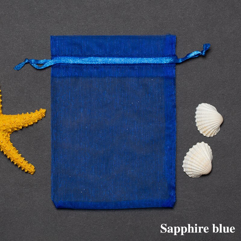 50 stk smykkepose 7*9 cm smykke emballage organza poser favor bryllup fest julegaver emballage poser: Kongeblå