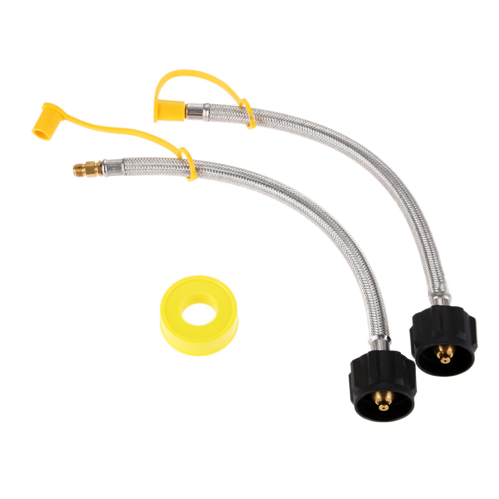 5pcs/kit 12in Pigtail Stainless Braided RV Propane Hose Connector 1/4 Inverted Male Flare Marshall Excelsior/Fairview Changeover