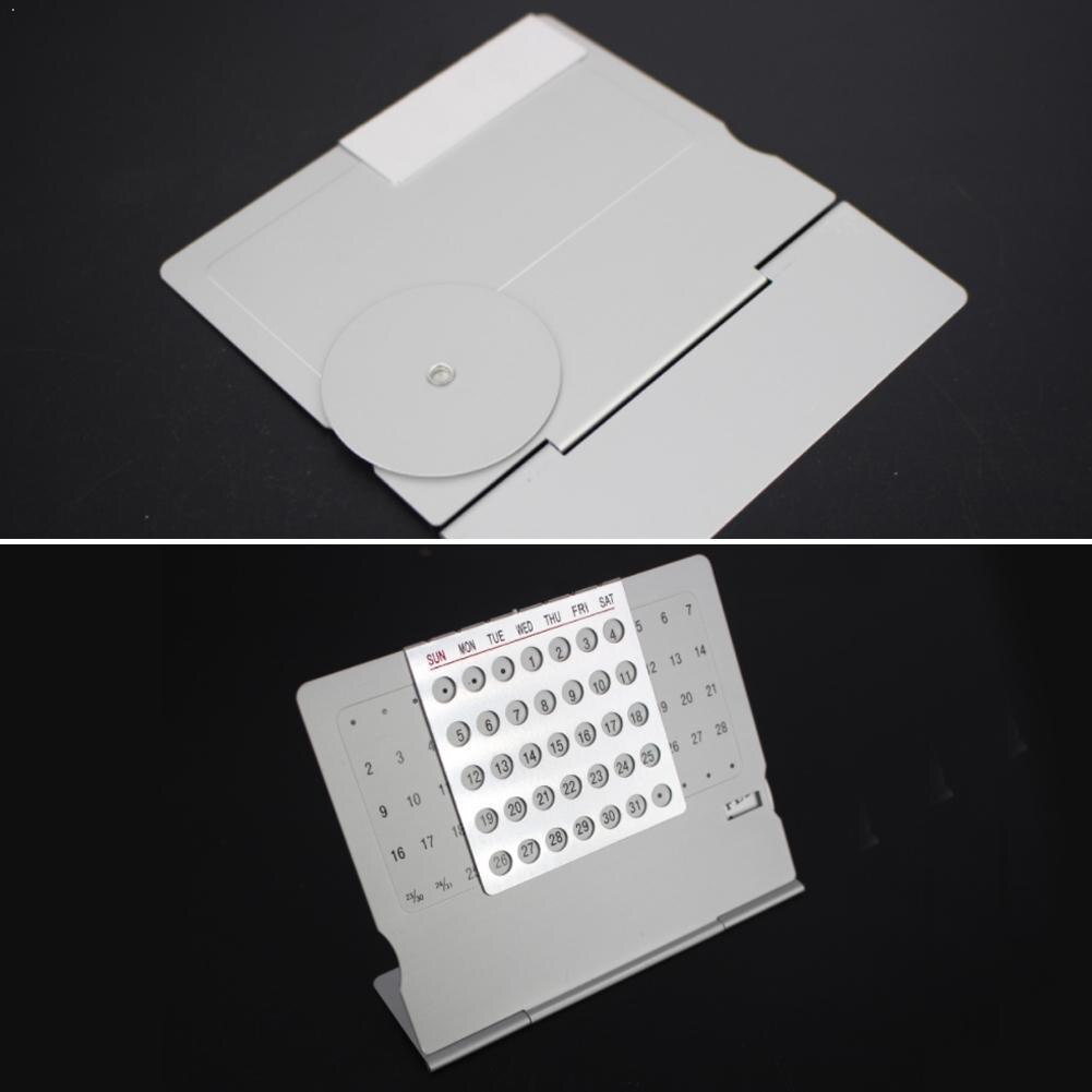 1pc Aluminum Calendar Card Perpetual Calendar Mini Calendars English Office Metal Calendar Ultra-thin Supplies Desktop S9V0